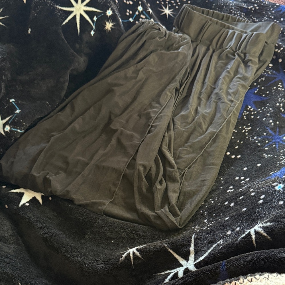 Black Mesh Open Leg Swim Cover Pants